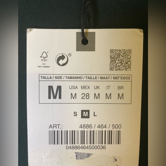 NWT ZARA Rich Green 3/4 Sleeve Crew Neck Long Evening Dress w Tie Front Size M - Picture 6 of 14